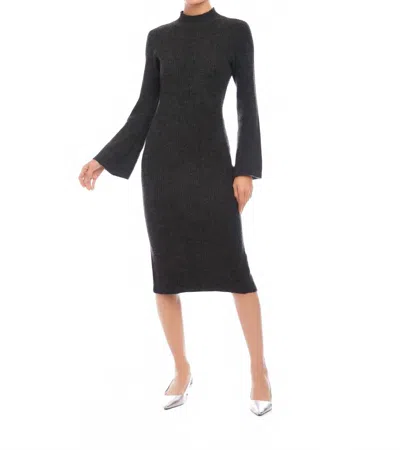 Fifteen Twenty Sweater Midi Dress In Charcoal Grey In Black