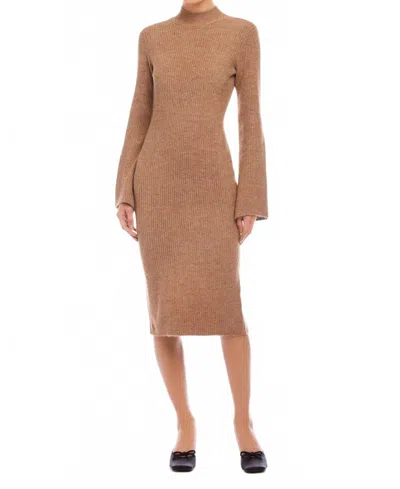 Fifteen Twenty Sweater Mock Neck Midi Dress In Earth In Brown