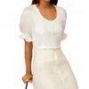 Fifteen Twenty Tamra Contrast Poof Sleeve Top In Ivory In White