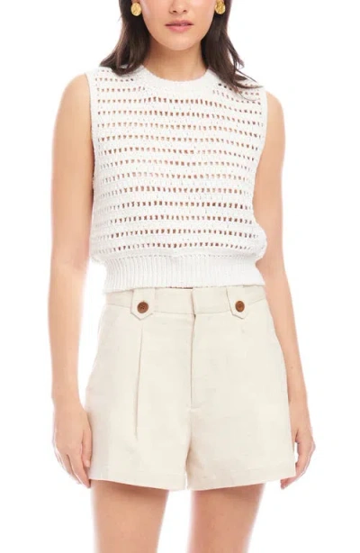 Fifteen Twenty Tara Open Knit Vest In Off White