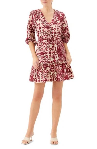 Fifteen Twenty Tasha Print Tie Waist Minidress In Red