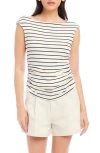 Fifteen Twenty Tasha Stripe Ruched Side Top In Blue