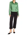 Fifteen Twenty Tawnie Side-pleat Shirt In Sage In Green