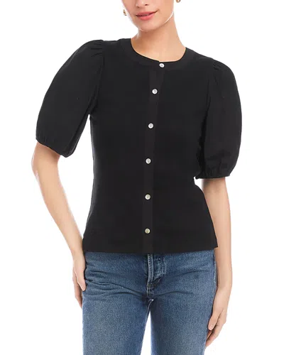 Fifteen Twenty Terryn Contrast Short Sleeve Top In Black