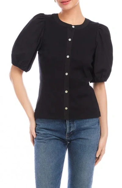 Fifteen Twenty Terryn Contrast Short Sleeve Top In Black