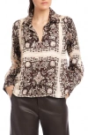 Fifteen Twenty Tess Block Print Satin Shirt In Multi