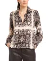 Fifteen Twenty Tess Block Print Satin Shirt In Multi