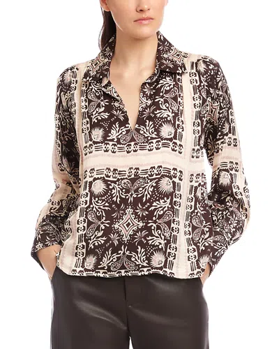 Fifteen Twenty Tess Block Print Satin Shirt In Multi