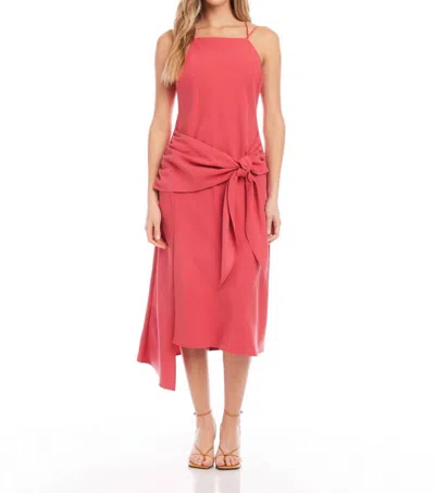 Fifteen Twenty Tie-front Asymmetric Dress In Rouge In Pink