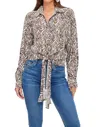 Fifteen Twenty Tie Front Top In Print In Grey