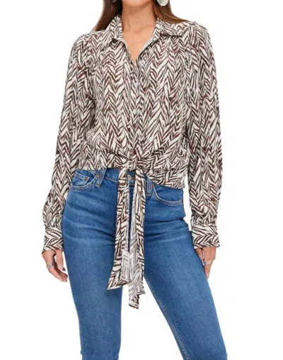 Fifteen Twenty Tie Front Top In Print In Grey