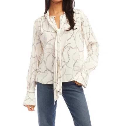 Fifteen Twenty Tie Neck Blouse In Beige In White