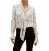 Fifteen Twenty Tie Neck Long Sleeve Top In Print In White