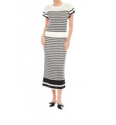 Fifteen Twenty Uma Crochet Sweater Top In Black And Cream In White