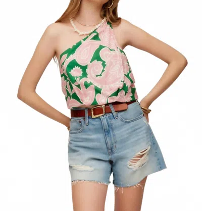 Fifteen Twenty Vanita One Shoulder Top In Paisley In Green