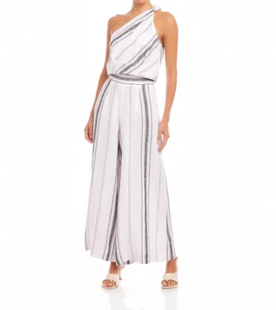 Fifteen Twenty Vanita One Shoulder Top In Stripe In Gray
