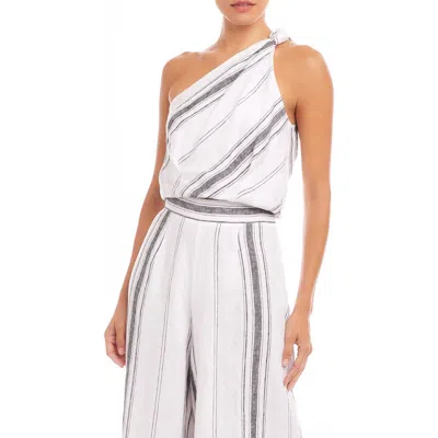 Fifteen Twenty Vanita Stripe One-shoulder Linen Top