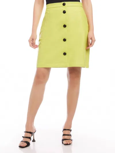 Fifteen Twenty Vegan Leather A-line Skirt In Lime In Green