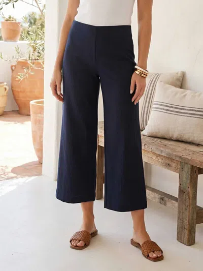 Fifteen Twenty Wide Leg Cropped Pants In Navy In Blue