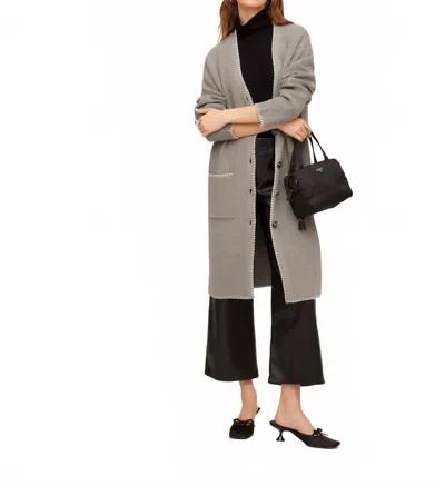 Fifteen Twenty Women's Ariel Cardigan Sweater In Gray With Cream In Brown