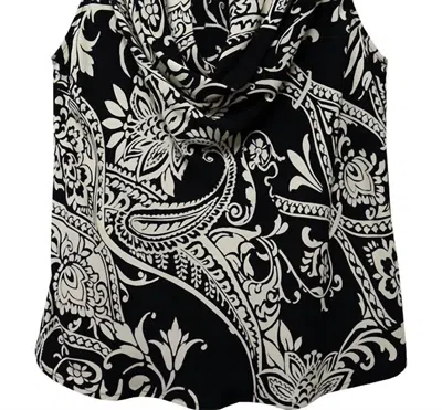 Fifteen Twenty Women's Paisley Cowl Top In Monotone Paisley Crepe In Black
