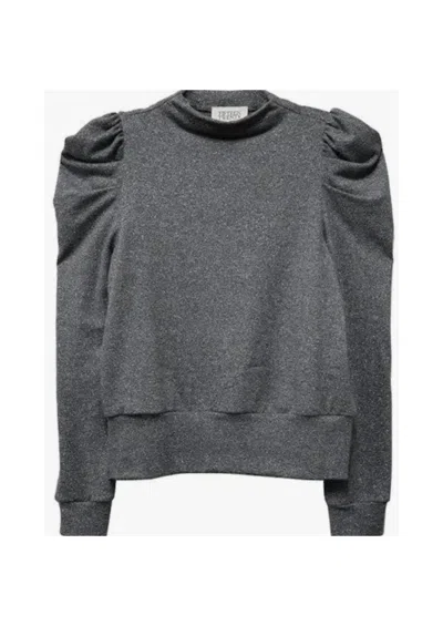 Fifteen Twenty Women's Puff Sleeve Top In Sparkly Silver
