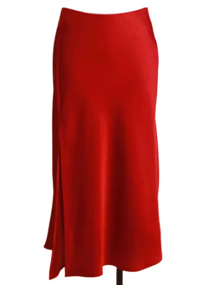 Fifteen Twenty Women's Satin Brielle Midi Skirt In Cherry In Red
