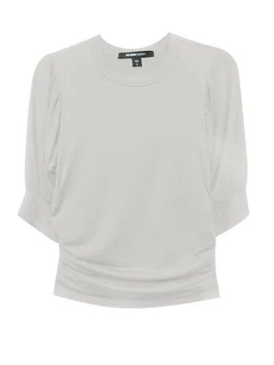 Fifteen Twenty Women's Shirred Puff Sleeve Top In Grey In Animal Print