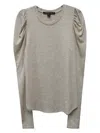 Fifteen Twenty Women's Shirred Sleeve Stripe Top In Grey In Multi