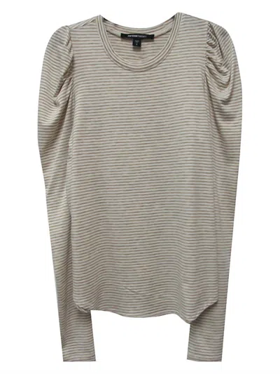 Fifteen Twenty Women's Shirred Sleeve Stripe Top In Grey In Multi
