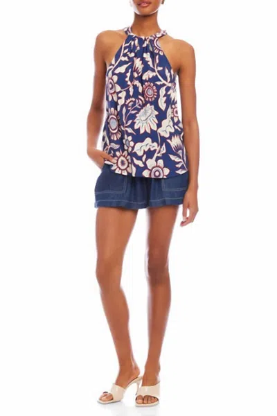 Fifteen Twenty Women's Sicilie Tank Top In Red Floral Print On Navy Base In Multi