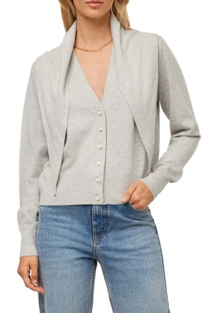 Fifteen Twenty Wren Long Sleeve Scarf Cardigan In Gray