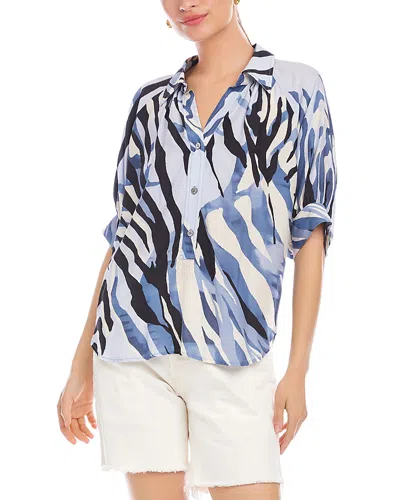 Fifteen Twenty Yvette Blouson Sleeve Top In Blue