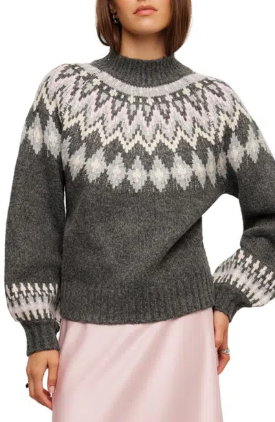 Fifteen Twenty Zarah Jacquard Mock Neck Sweater In Green