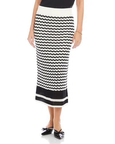 Fifteen Twenty Zoe Stripe Pointelle Cotton Blend Midi Sweater Skirt In Multi