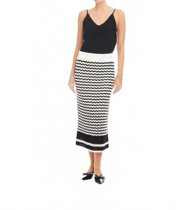 Fifteen Twenty Zoe Crochet Midi Skirt In Black And Cream In Multi