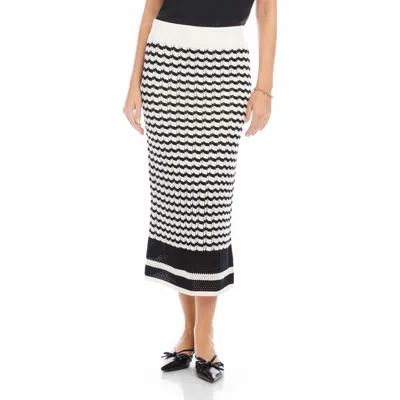Fifteen Twenty Zoe Stripe Pointelle Cotton Blend Midi Sweater Skirt In Multi