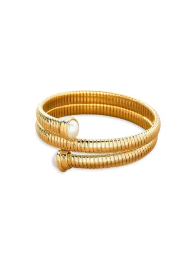 Fifth & Dune Women's Faux Pearl Coil Bracelet In Gold