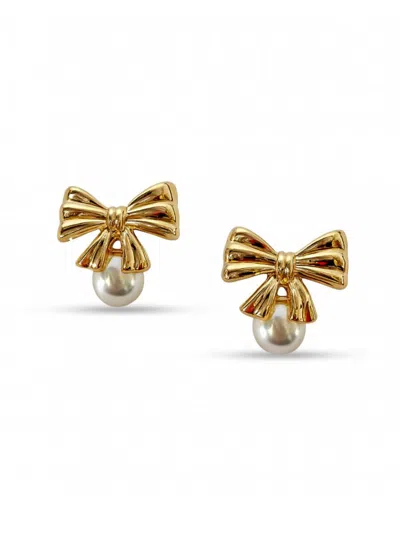 Fifth & Dune Women's Goldtone & Imitation Pearl Bow Drop Earrings