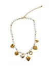 Fifth & Dune Women's Goldtone & Imitation Pearl Charm Necklace In White