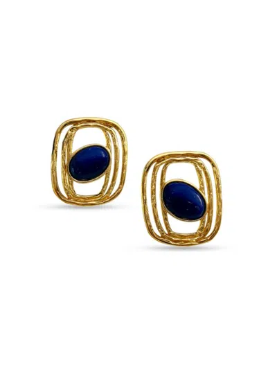 Fifth & Dune Women's Goldtone & Lapis Halo Oversized Stud Earrings