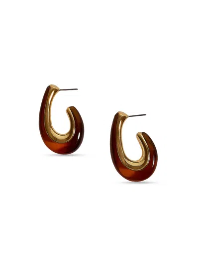 Fifth & Dune Women's Goldtone & Resin Curved Drop Earrings In Brown