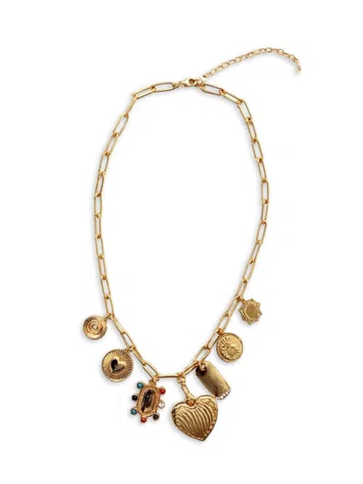 Fifth & Dune Women's Goldtone, Glass & Epoxy Paperclip Chain Charm Necklace