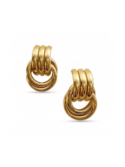 Fifth & Dune Women's Goldtone Triple Door Knocker Stud Earrings