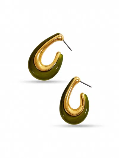 Fifth & Dune Women's Green Resin J-hoop Earrings