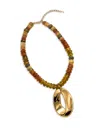 Fifth & Dune Women's Multi-color Mixed Bead Pendant Necklace In Gold