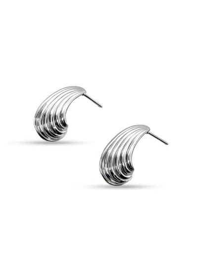 Fifth & Dune Women's Silver-plated Wavy-hoop Stud Earrings In Metallic
