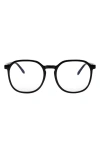 Fifth & Ninth 55mm Ruby Round Blue Light Blocking Glasses In Black/clear