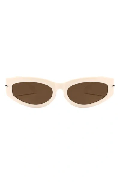 Fifth & Ninth Alexa 58mm Oval Polarized Sunglasses In Cream/brown