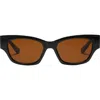 Fifth & Ninth Andi 51mm Polarized Rectangular Sunglasses In Black/brown